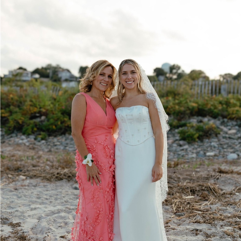 Adrianna Papell Aidan Mattox Floral Applique Embroidered Mermaid Gown 8